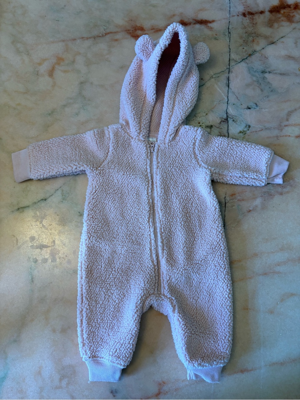 Carter's Light Pink Sherpa Hooded One-Piece with Ears